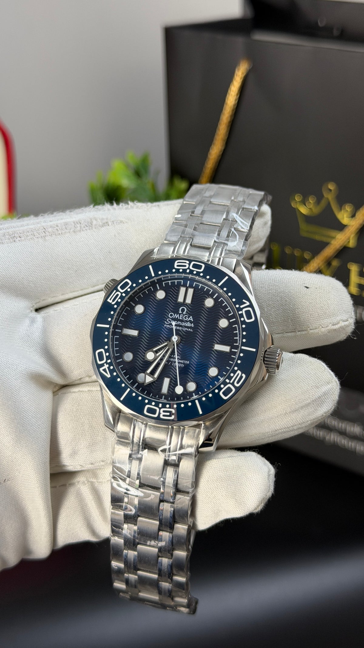 Silver with Blue Dial.