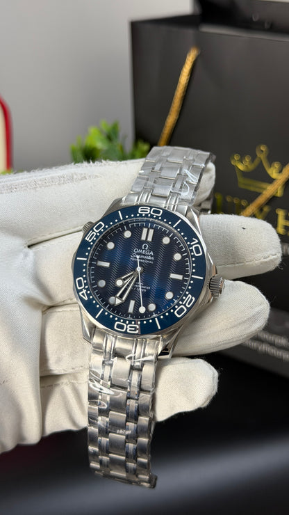 Silver with Blue Dial.