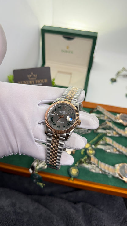 Rose Gold Two Tone with Grey Dial.