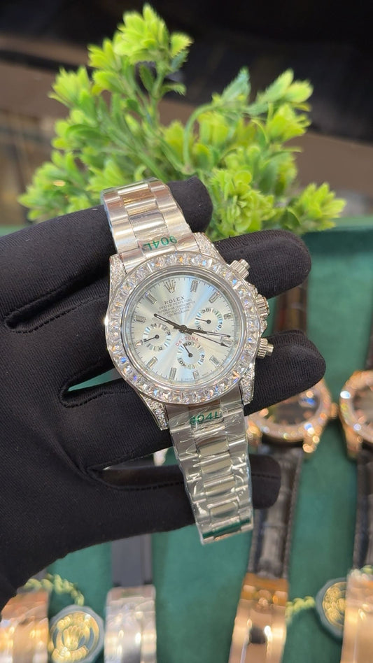 Silver with zarcon stones.