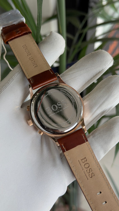 Rose gold with black dial black strap