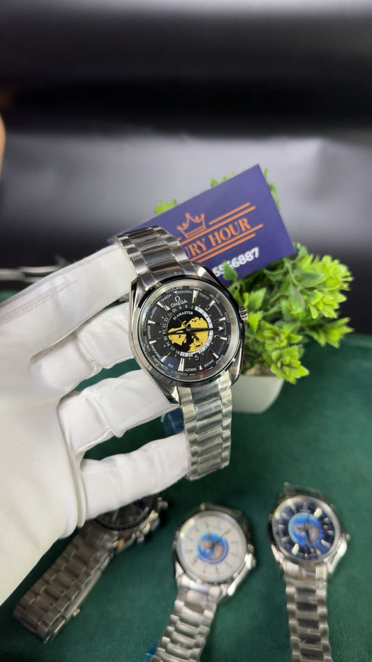 Silver with black dial