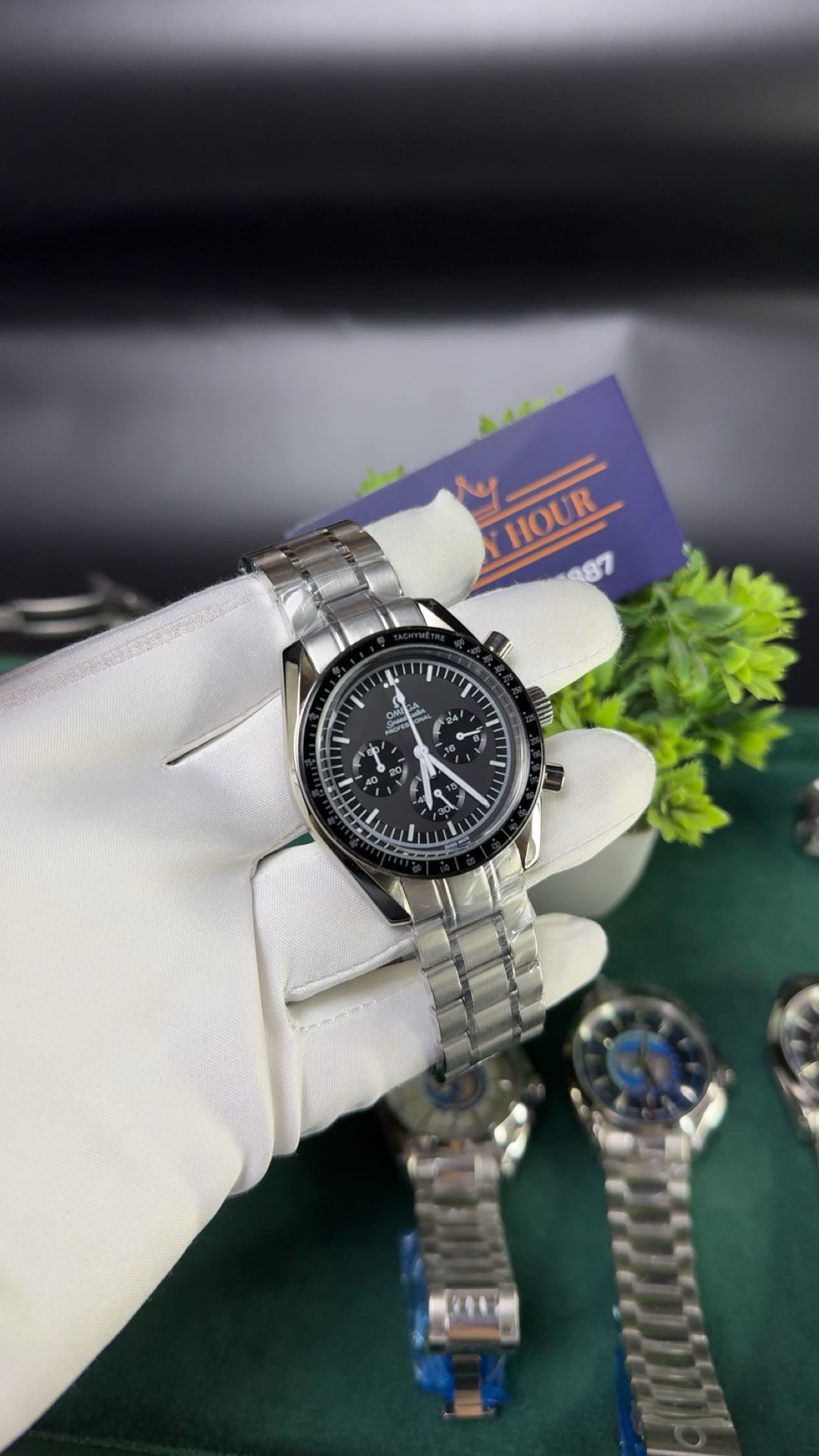 Silver with black dial