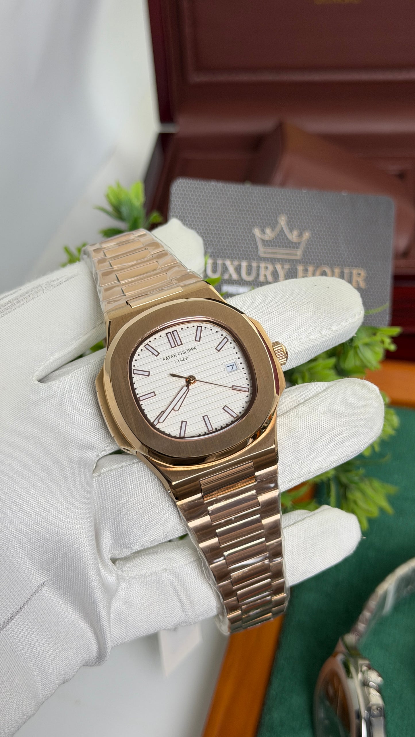 Rose Gold with White Dial.