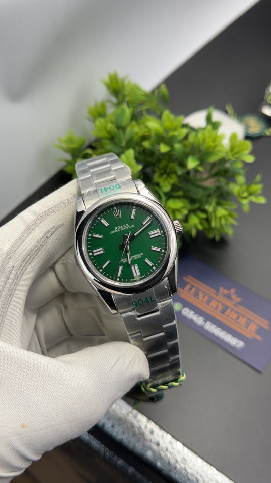 Silver with green dial 🔥