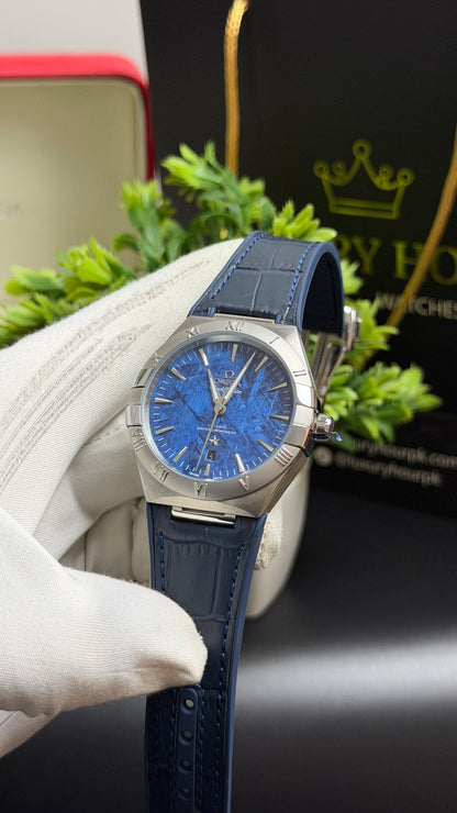 Silver with Blue Dial.