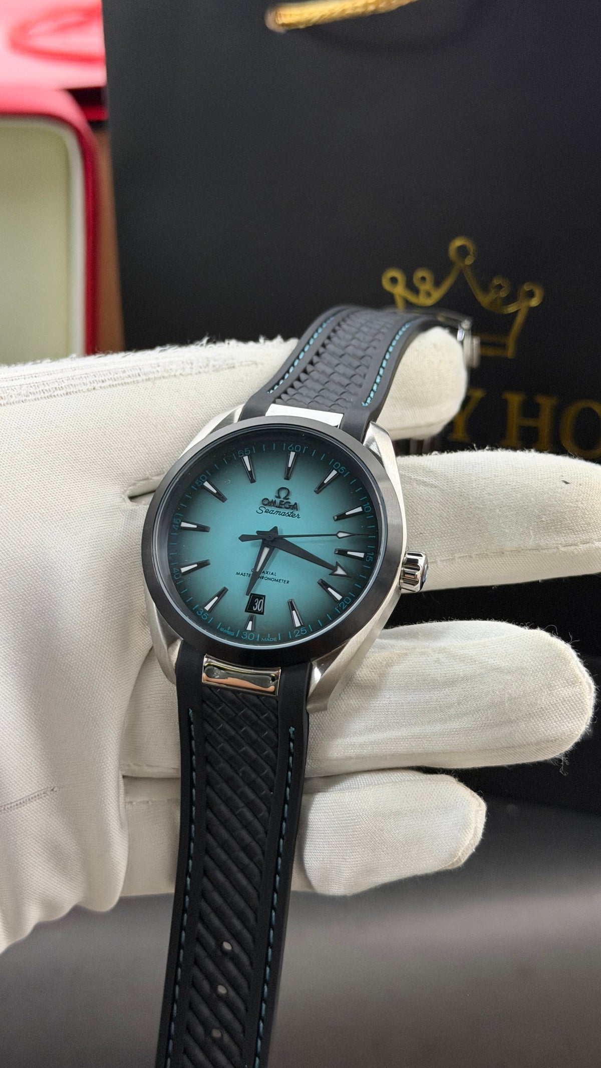 Silver with Blue Dial.