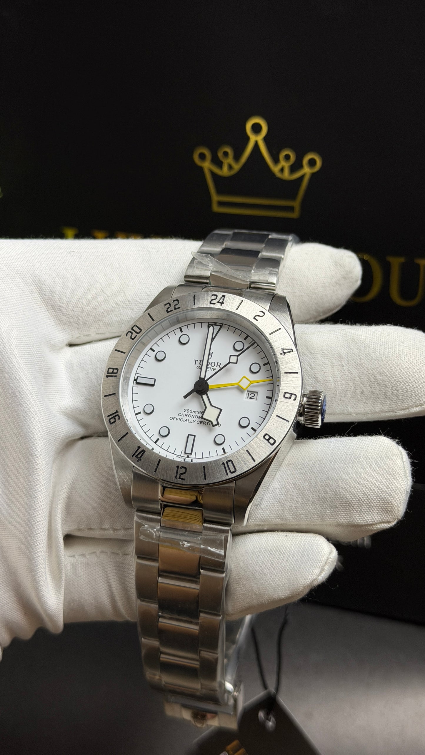 Silver with White Dial.
