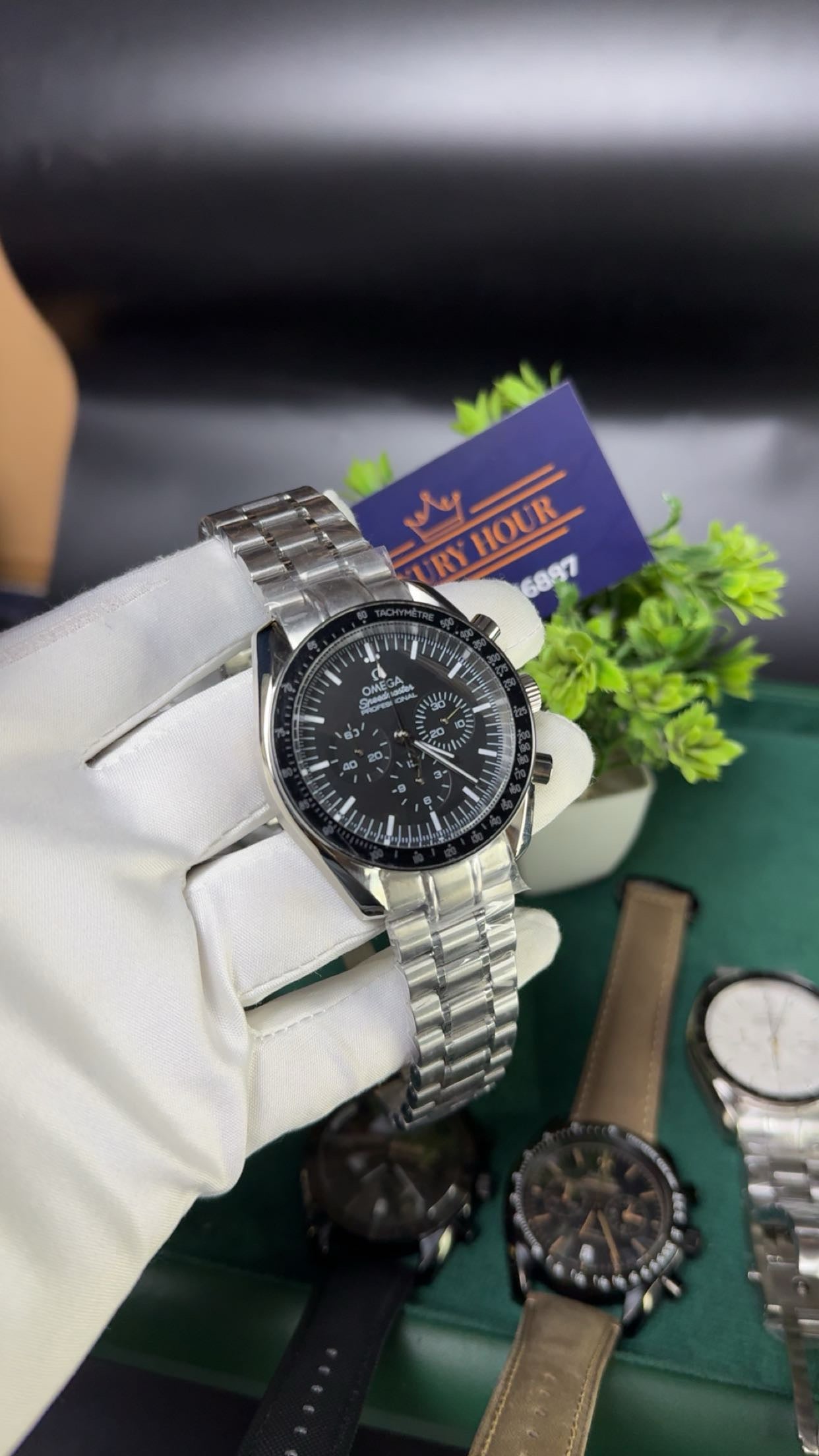 Silver with black dial