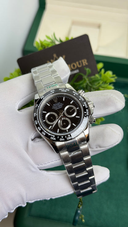 Silver with Black Dial.