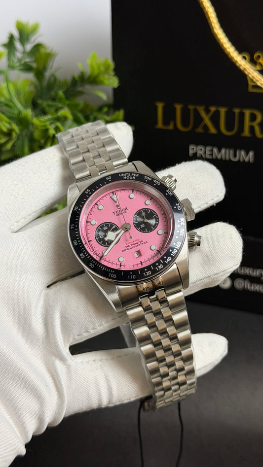 Silver with Pink Dial.