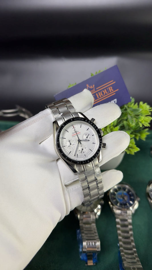 Silver with white dial