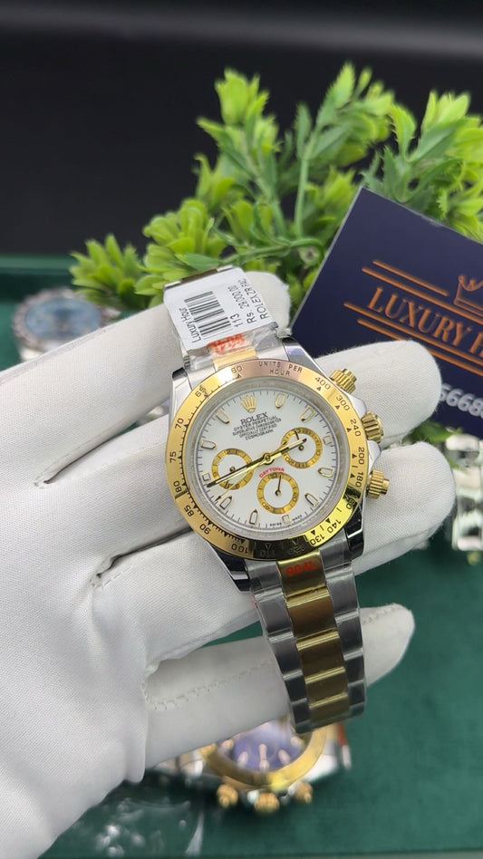 Yellow gold two tone with white dial
