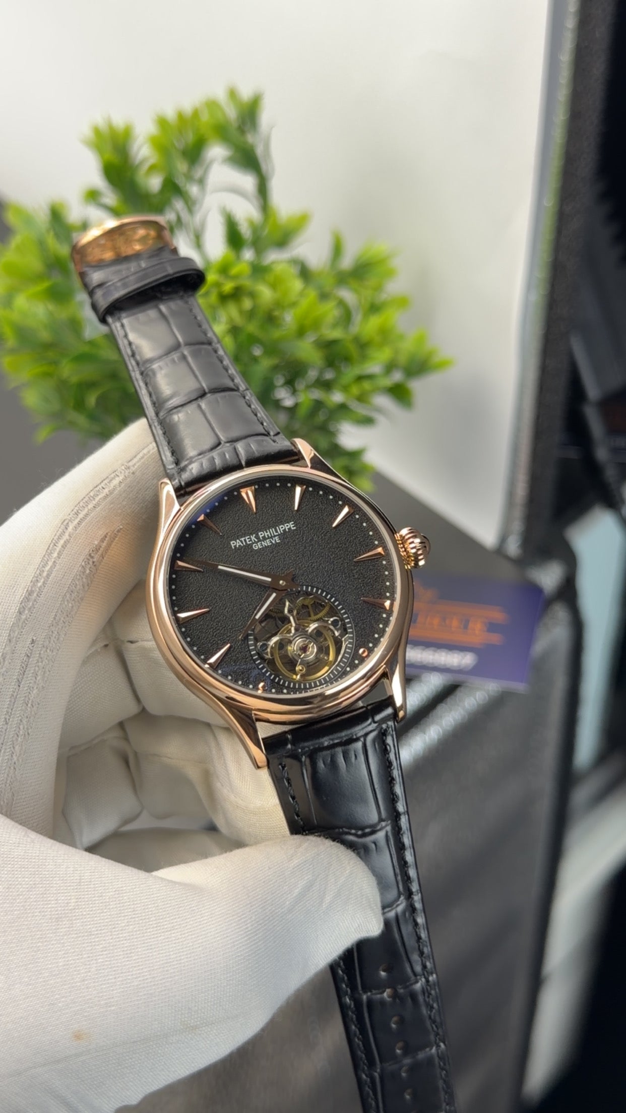 Rose Gold with black dial