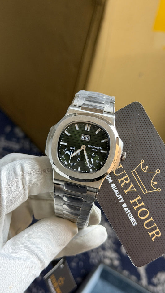 Silver with Olive Green Dial.