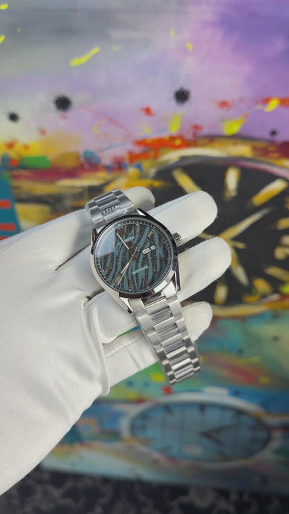 Silver with tiger dial
