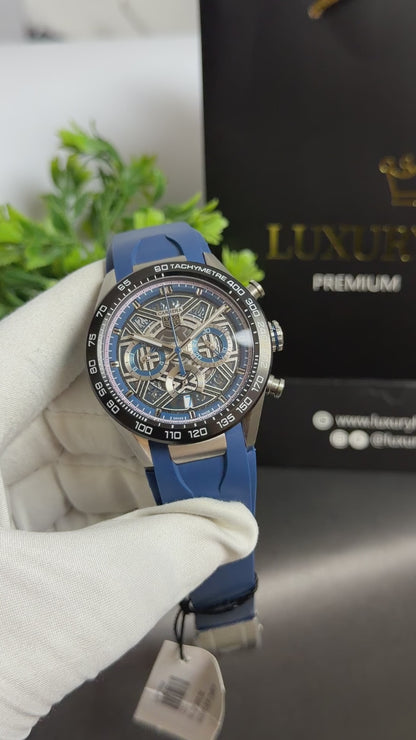 Silver with Blue Dial.