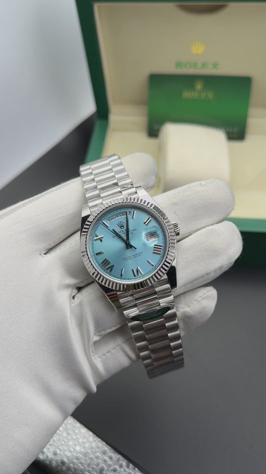 Silver with sky blue dial🔥