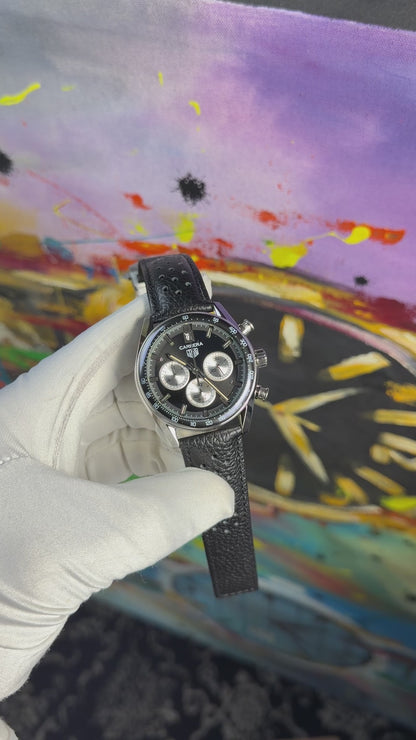 Silver with black dial