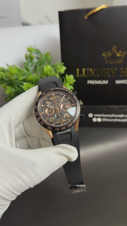 Rose Gold with Black Dial.