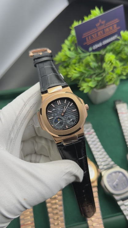 Rose Gold with black dial