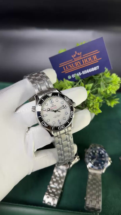 Silver with white dial and black bezel