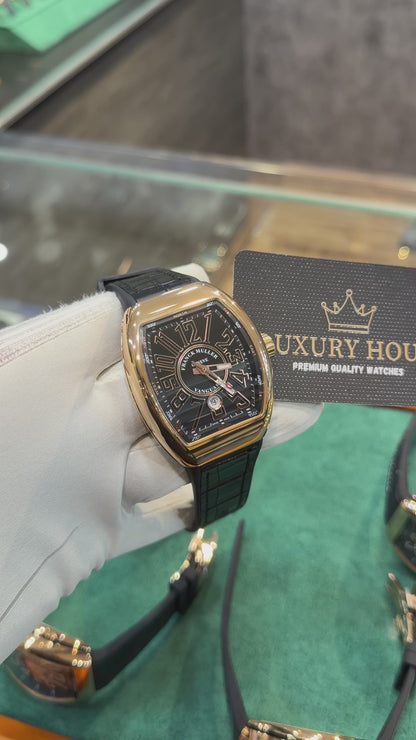 Rose Gold with Black Dial.