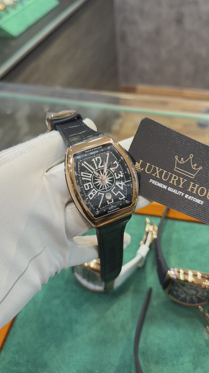 Rose Gold with Black Dial.