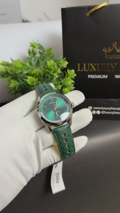 Silver with Green Dial.