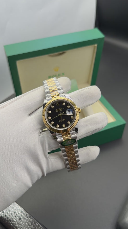 Yellow Gold two tone with black dial🔥