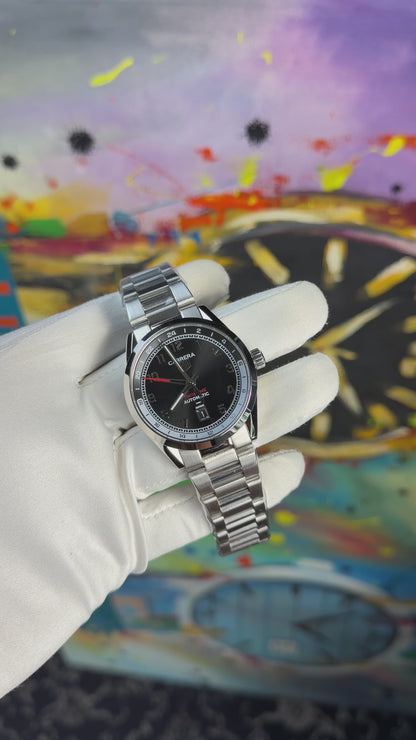 Silver with black dial