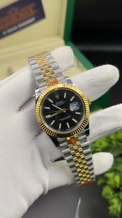 Yellow gold two tone with black dial