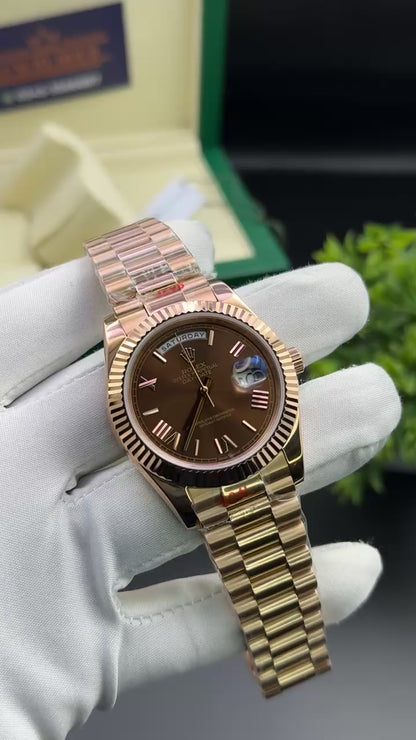Rose Gold with chocolate dial