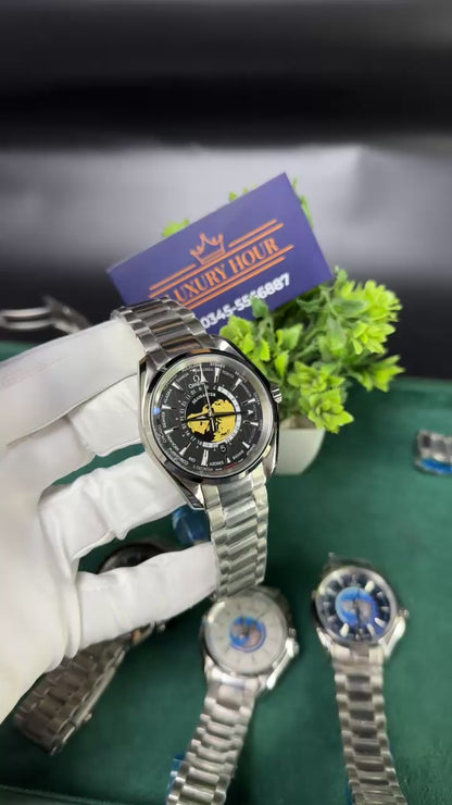 Silver with black dial