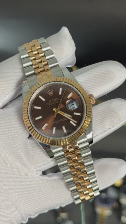 Rose Gold Two tone with chocolate dial