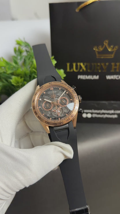 Rose Gold with Black Dial.