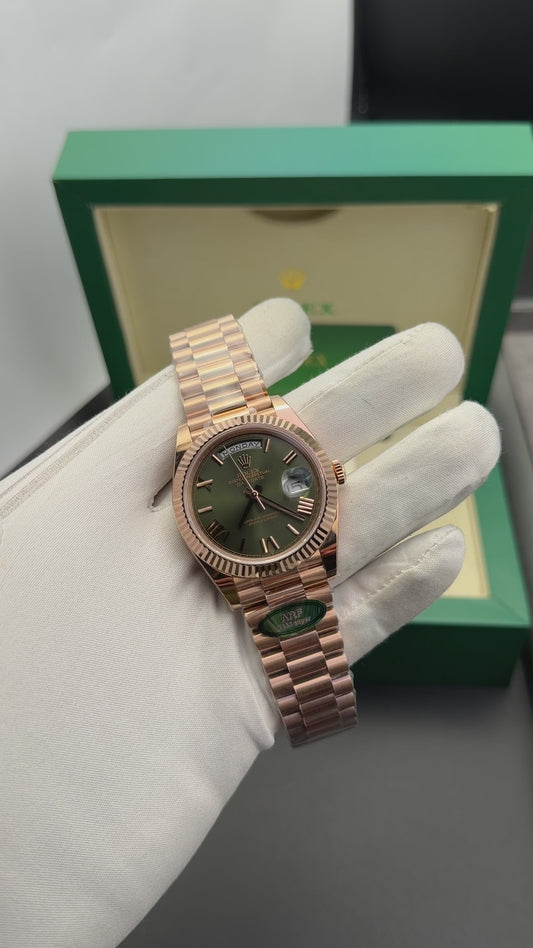 Rose Gold with green dial